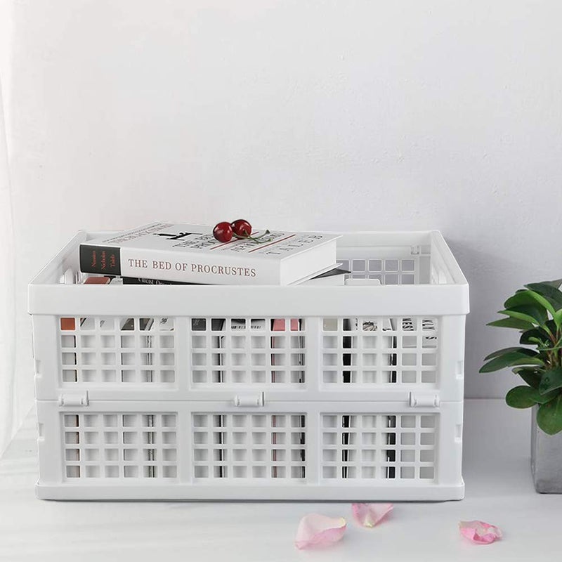Asking 3-Pack 30 L Plastic Stacking Collapsible Crate, Folding Storage Crate, White - Image 5